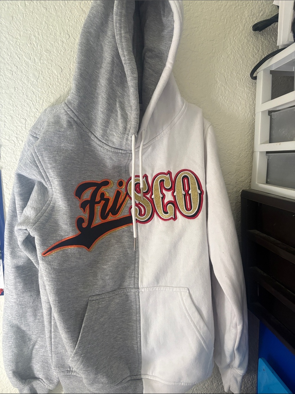 Two-Tone Grey and White Kids Hoodie with 'Frisco' Graphic